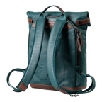 Lieblingstasche Wakayama backpack in dark green with brown leather accents and adjustable shoulder straps