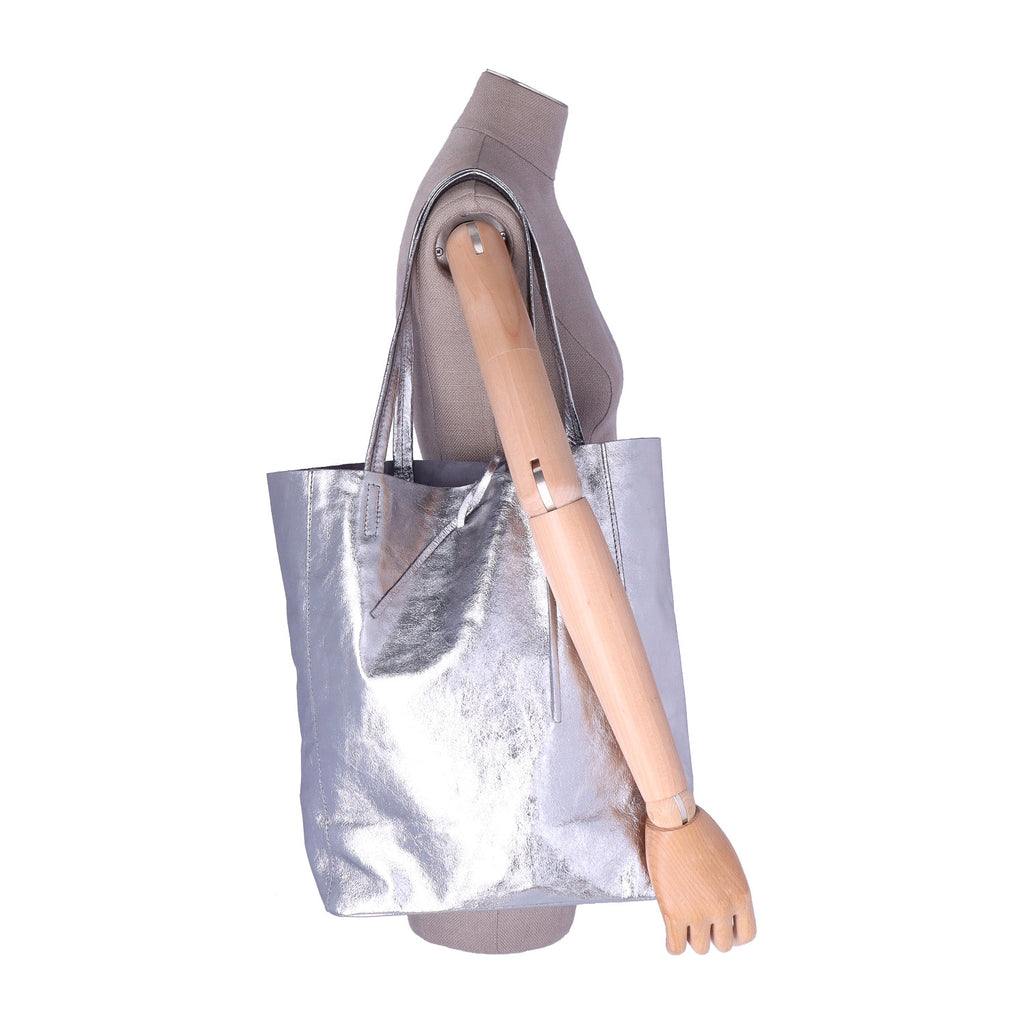 Metallic Leather Shopper