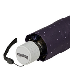 Lieblingstasche polka dot umbrella with a grey handle featuring the ergobag logo and a black wrist strap