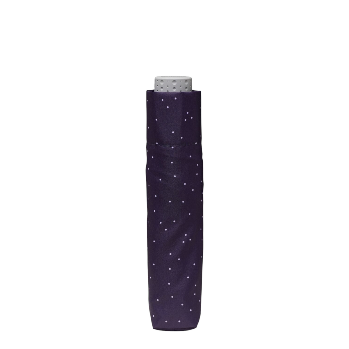 Lieblingstasche Affenzahn children's umbrella in dark purple with white polka dots, folded and closed