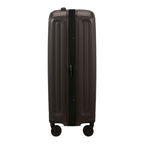 Lieblingstasche 2WANDER dark brown hardshell spinner suitcase with vertical grooves and four wheels