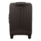 Lieblingstasche 2WANDER dark brown expandable spinner suitcase with a textured hard shell and four wheels