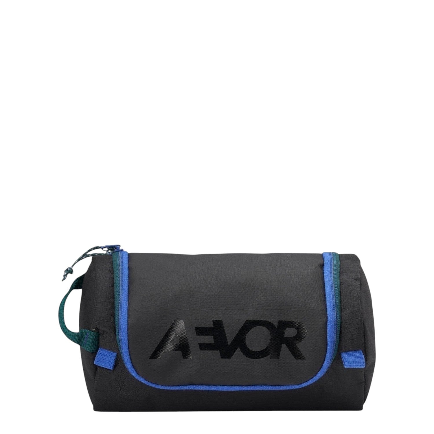 Lieblingstasche AEVOR Wash Pack travel toiletry bag in black with blue zipper accents and side handle