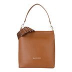 Lieblingstasche Aleksandra hobo bag in tan faux leather with a woven strap and gold hardware.