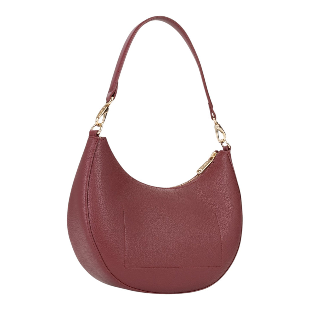 Lieblingstasche Alexia hobo bag in deep red textured leather with gold hardware and a curved silhouette.