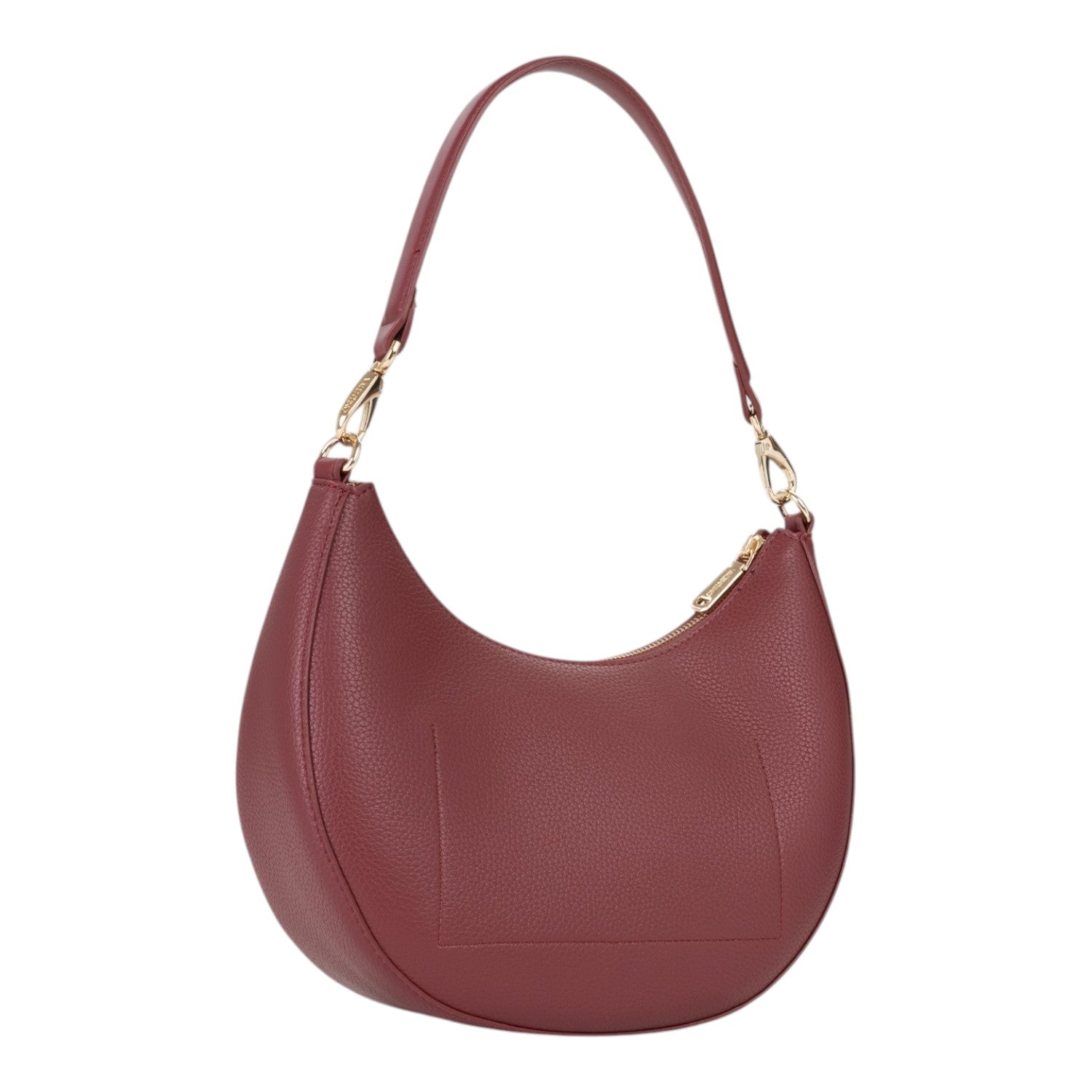 Lieblingstasche Alexia hobo bag in deep red textured leather with gold hardware and a curved silhouette.