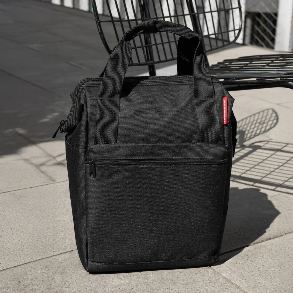 Lieblingstasche Allrounder R insulated black backpack cooler bag with top handles and front zip pocket