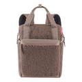 Lieblingstasche Allrounder R backpack in brown teddy fleece material with top carry handles and front zip pocket