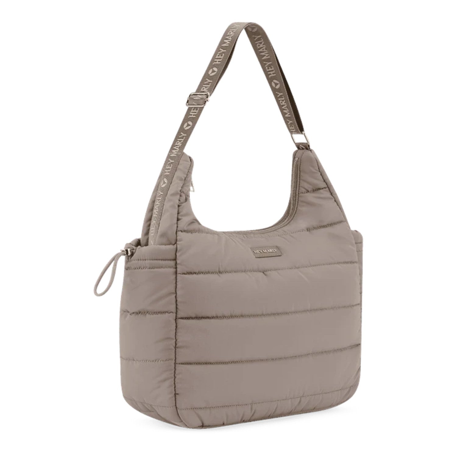 Lieblingstasche Alltime Buddy quilted taupe shoulder bag with branded adjustable strap and zip closure