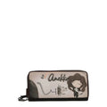 Lieblingstasche wallet featuring Anekke character illustration, musical notes, and beige faux leather design