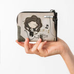 Lieblingstasche Anekke wallet in beige and grey featuring a whimsical girl illustration and musical note accents