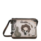 Lieblingstasche cross-body bag featuring Anekke illustration, metallic bronze trim, and decorative charm