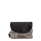 Lieblingstasche Anekke purse in grey and black with textured fabric, decorative stitching, and metallic logo detail