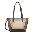 Lieblingstasche Anekke shoulder bag in beige and brown with decorative stitching and gold-tone metal heart charm