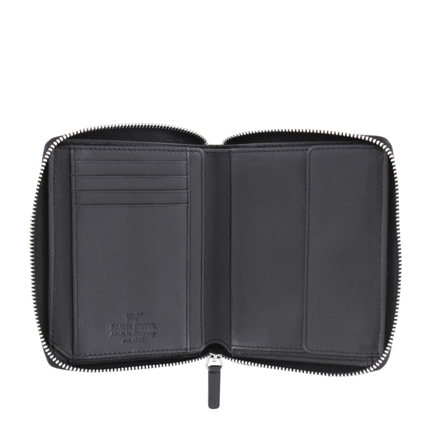 Lieblingstasche Arizona black leather RFID wallet with multiple card slots and zip closure.