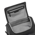 Lieblingstasche Bali Pro black leather backpack interior with zippered pocket and multiple compartments.