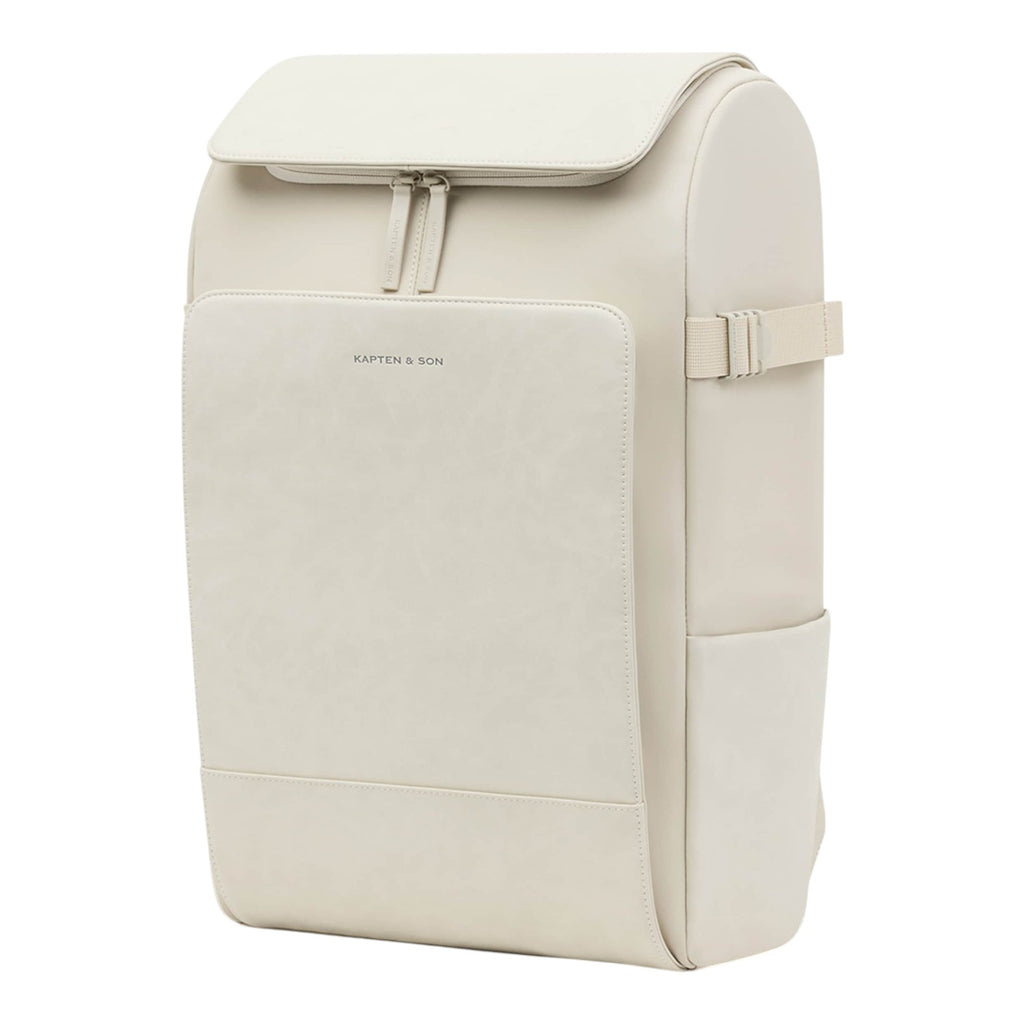 Lieblingstasche Bali Pro cream vegan leather backpack with front pocket and side pockets.