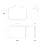 Lieblingstasche Bali Washbag technical line drawing showing dimensions and side profiles of the toiletry bag.