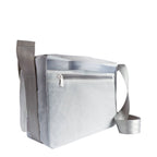 Lieblingstasche Barkasse Mini messenger bag made from recycled white sailcloth with grey strap and zip pocket