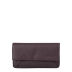 Lieblingstasche Bay dark brown leather clutch wallet with a flap closure and embossed branding