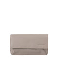 Lieblingstasche Bay taupe leather clutch bag with a minimalist flap design and embossed logo detail