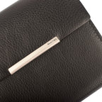 Lieblingstasche Belg Dartrud Purse MH11F black leather clutch with silver bar detail.