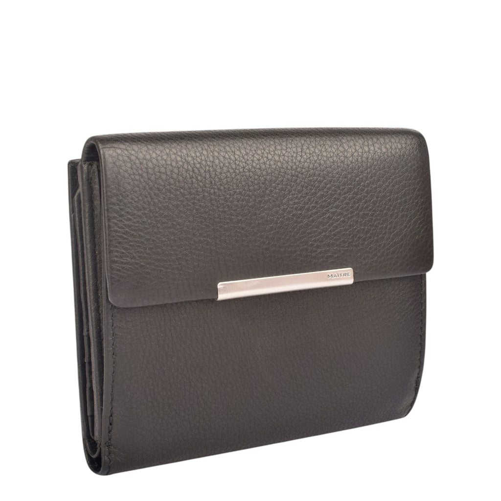 Lieblingstasche Belg Dartrud Purse MH11F, a dark brown pebbled leather wallet with a silver bar closure.