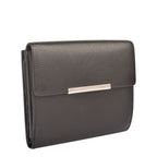 Lieblingstasche Belg Dartrud Purse MH11F, a dark brown pebbled leather wallet with a silver bar closure.