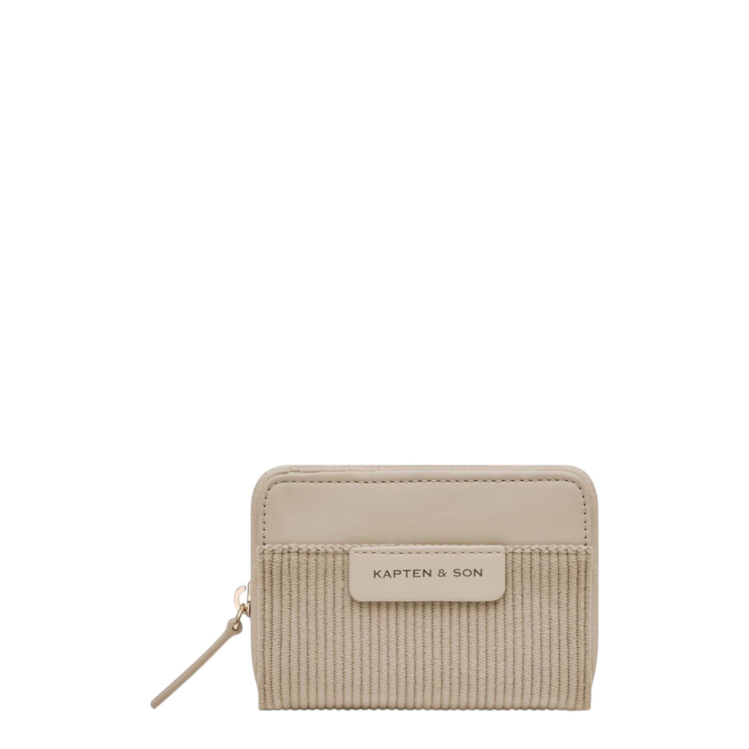 Lieblingstasche Bergen Pro small beige corduroy wallet with zipper and card slots