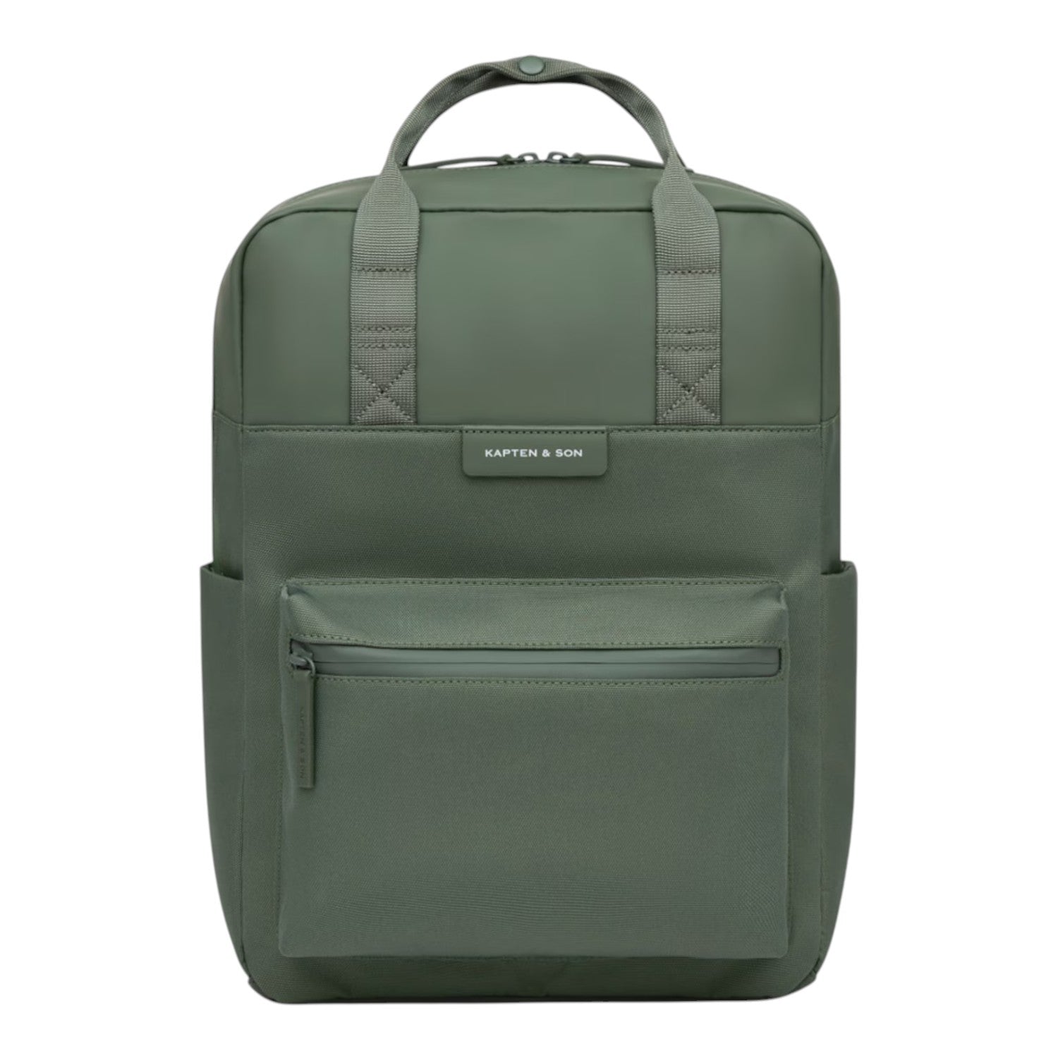 Lieblingstasche Bergen Pro backpack in olive green with a front zip pocket and top carry handles