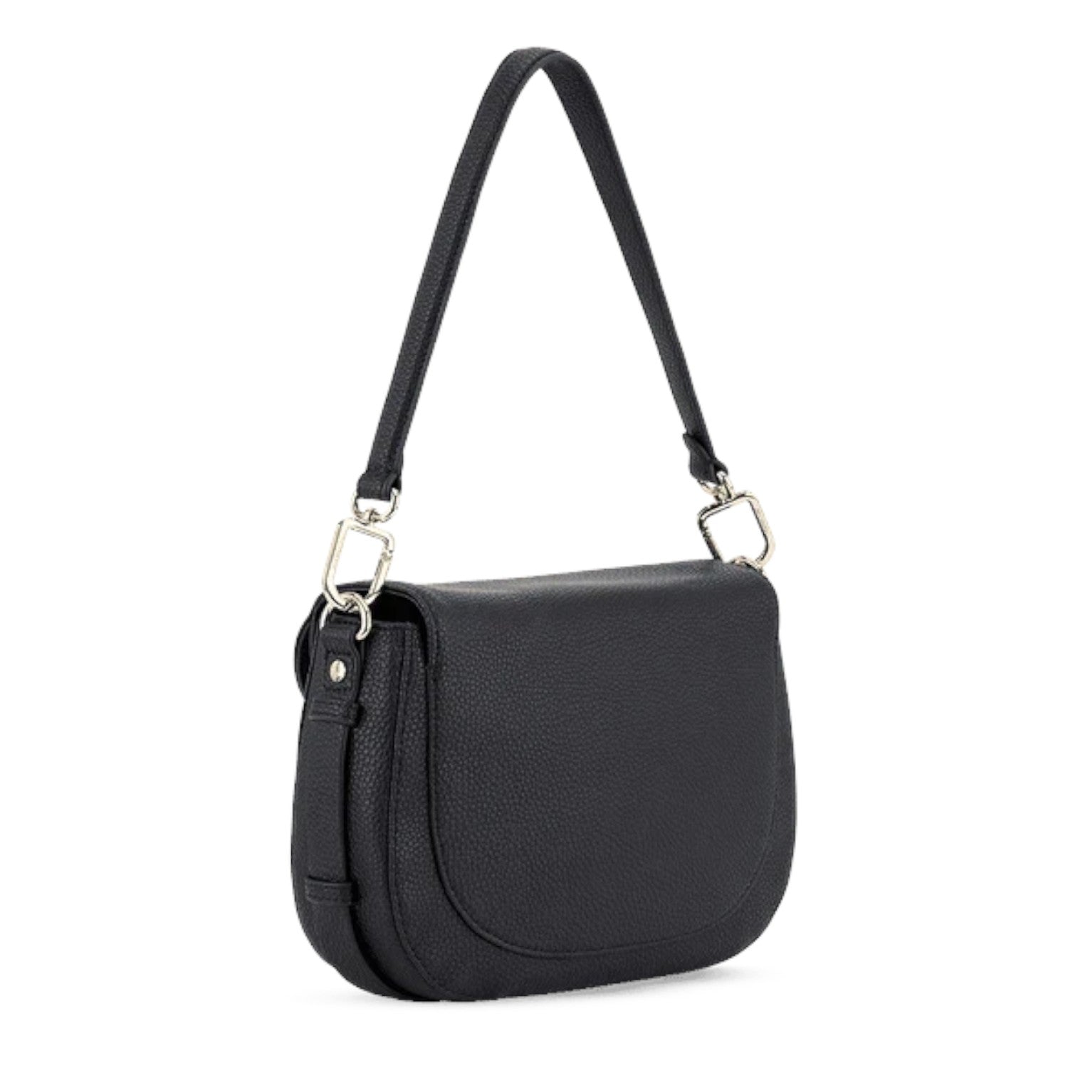 Lieblingstasche Big Sister black pebbled leather shoulder bag with silver hardware and a flap closure