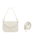 Lieblingstasche Big Sister off-white leather shoulder bag with a curved flap and detachable crossbody strap