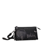 Lieblingstasche black Anekke cross-body bag with embroidered girl illustration and Relish the Moment text detail