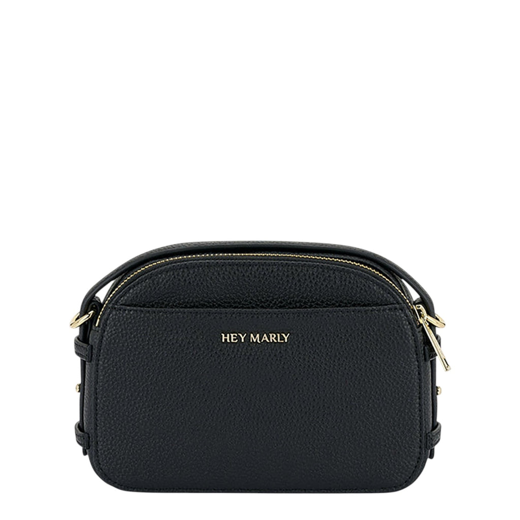 Lieblingstasche Style Mate black camera bag with gold hardware and Hey Marly logo