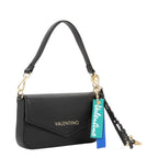 Lieblingstasche Flap Bag Ryta Re, black pebbled leather with gold-tone hardware and decorative tassels.