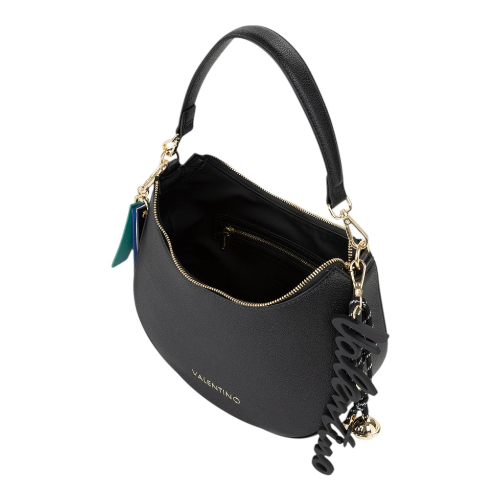 Lieblingstasche Hobo Bag Ryta Re black pebbled leather with gold hardware and a large logo charm.