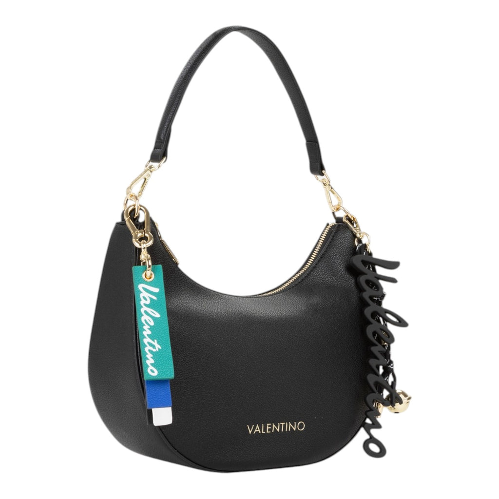 Lieblingstasche Hobo Bag Ryta Re in black pebbled leather with gold hardware and decorative charms.