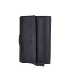 Lieblingstasche black leather card holder with embossed logo and card ejector mechanism.