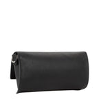 Lieblingstasche Pochette Pandia Re black leather clutch with silver hardware and a fold-over top.