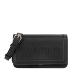 Lieblingstasche Flap Bag Pandia Re black leather crossbody bag with embossed logo and silver buckle detail.