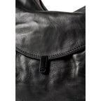 Lieblingstasche Mrs. Banoffee Pie black leather handbag with a minimalist metal clasp closure