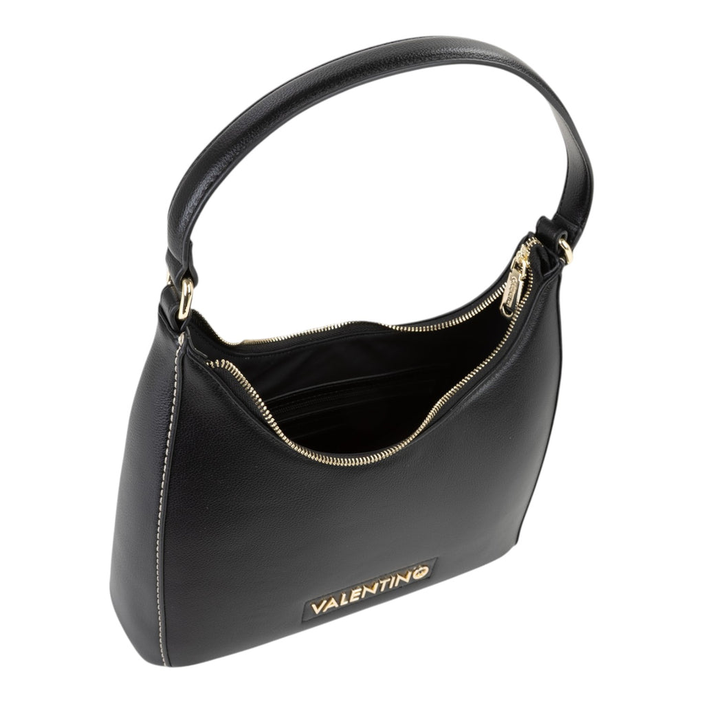 Lieblingstasche Aury Re black pebbled leather hobo bag with gold hardware and zip closure.