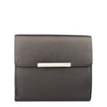 Lieblingstasche black leather tri-fold wallet with silver bar accent and embossed logo