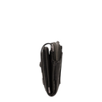 Lieblingstasche black leather wallet side view with a secure metal zipper closure