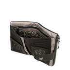 Lieblingstasche black and metallic silver leather wallet with interior card slots and zipper compartment