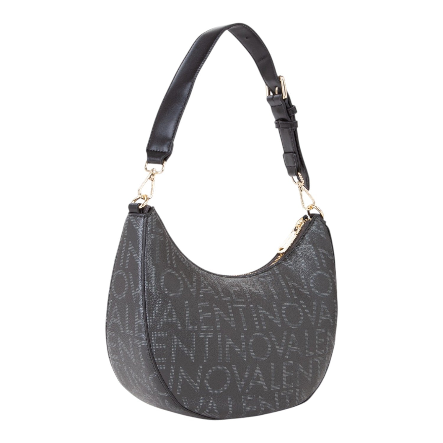 Lieblingstasche Regina Re black monogram hobo bag with adjustable strap and gold hardware.