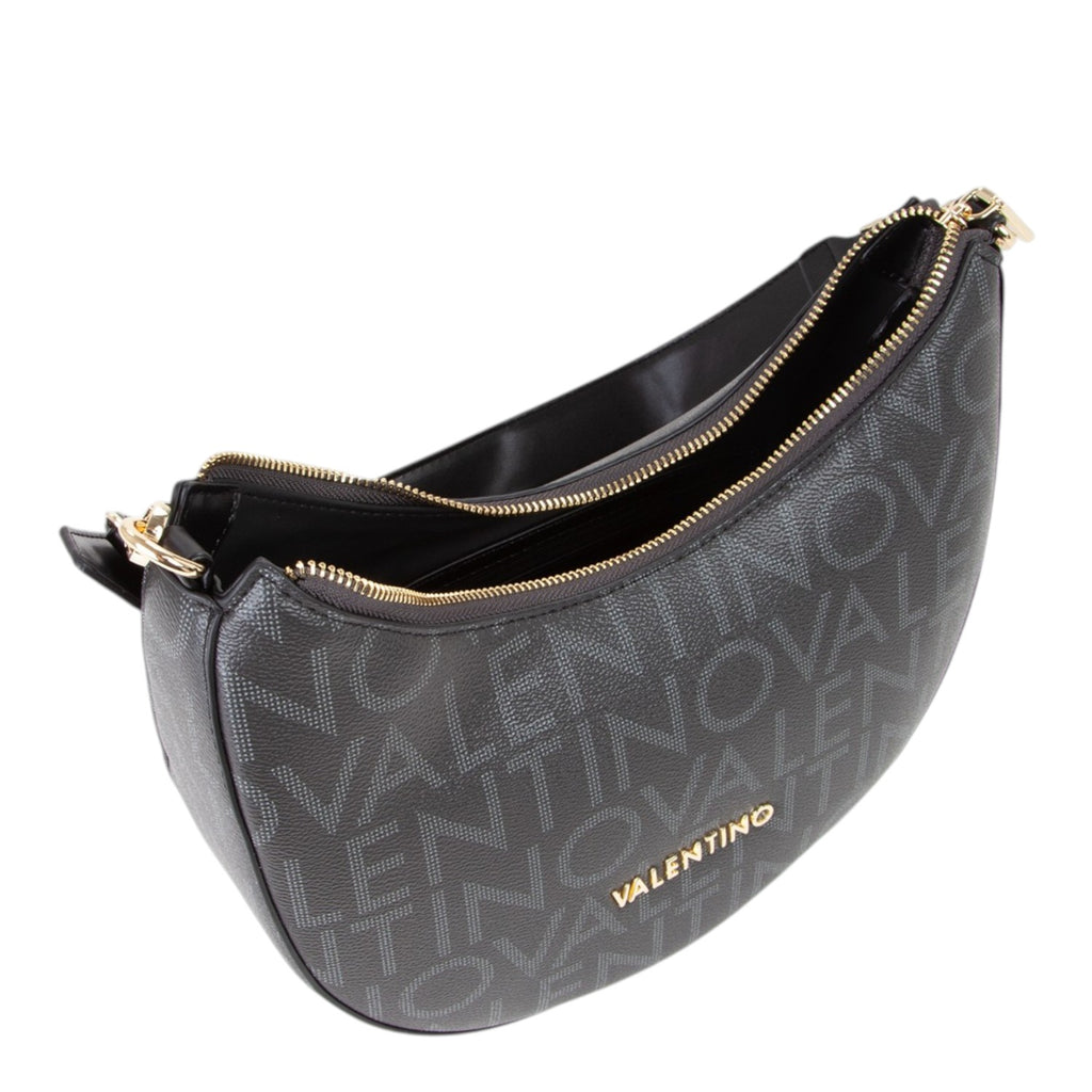 Lieblingstasche Regina Re black monogram hobo bag with gold hardware and zip closure.