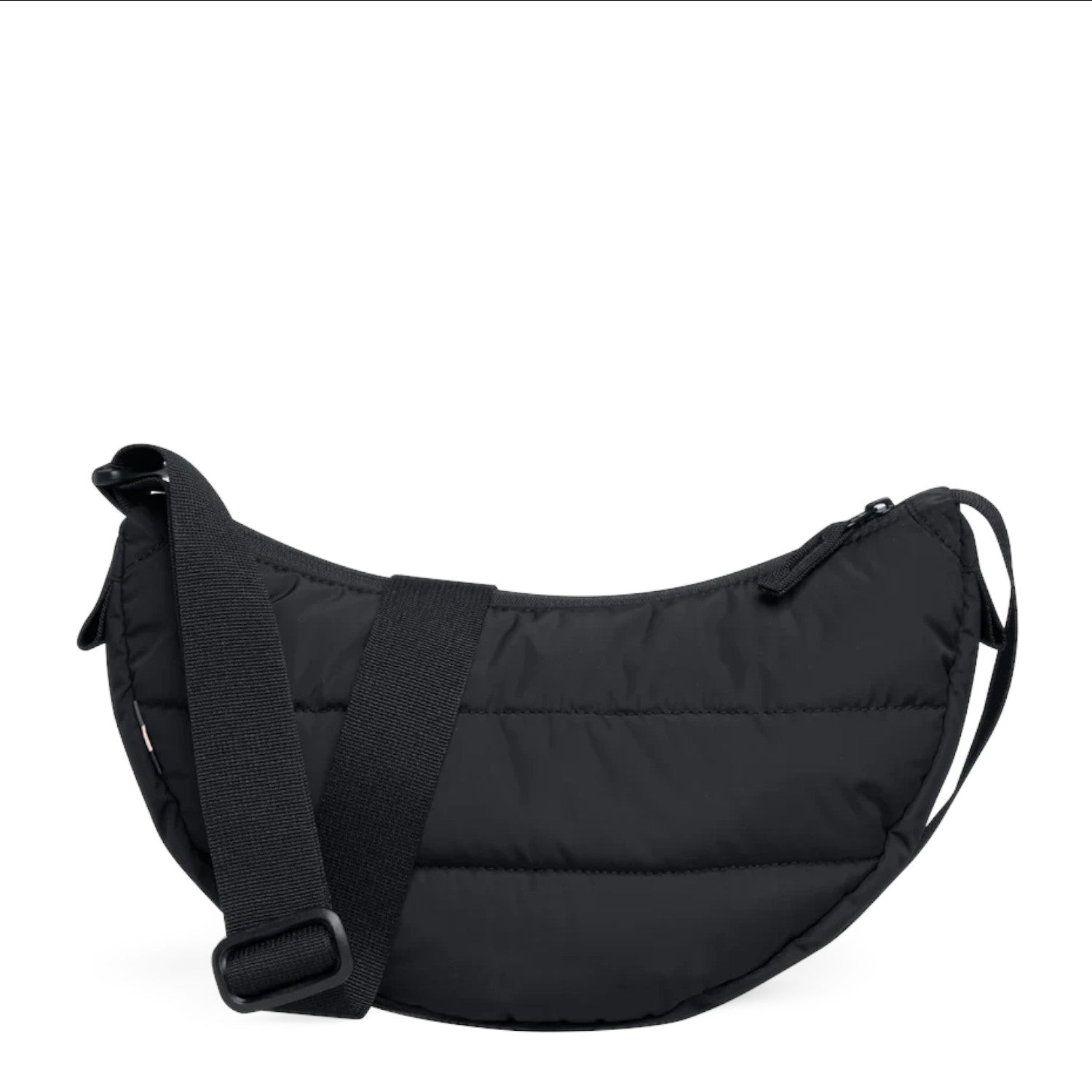 Lieblingstasche Puffer Moon Bag Small in black made from recycled water-resistant material with adjustable strap