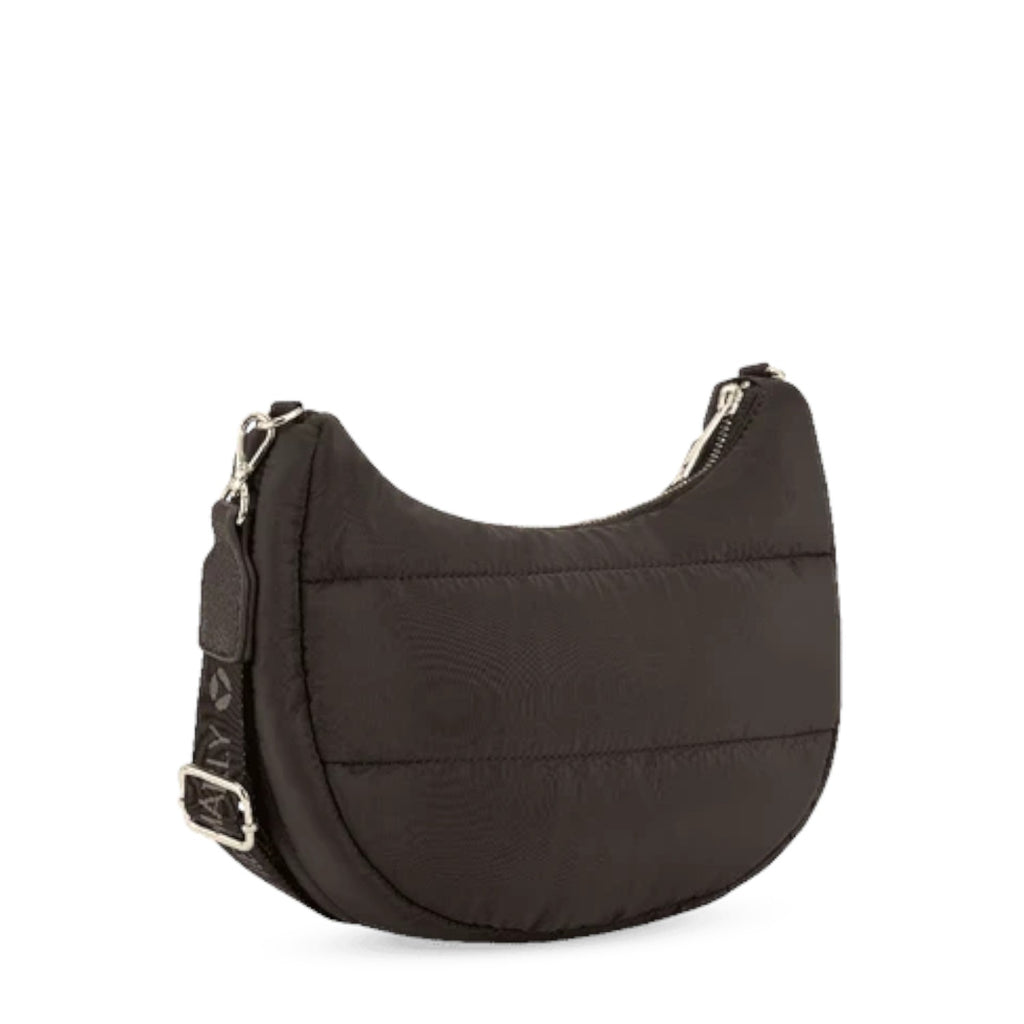Lieblingstasche Lifetime Buddy S black quilted nylon crescent shoulder bag with adjustable branded strap