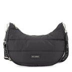 Lieblingstasche Lifetime Buddy M black quilted crescent shoulder bag with branded strap and silver hardware